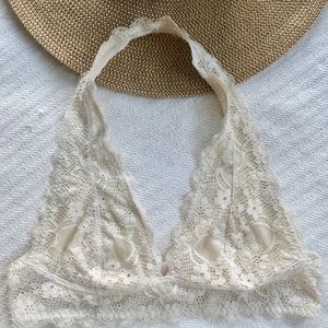 Free People White Halter Bralette